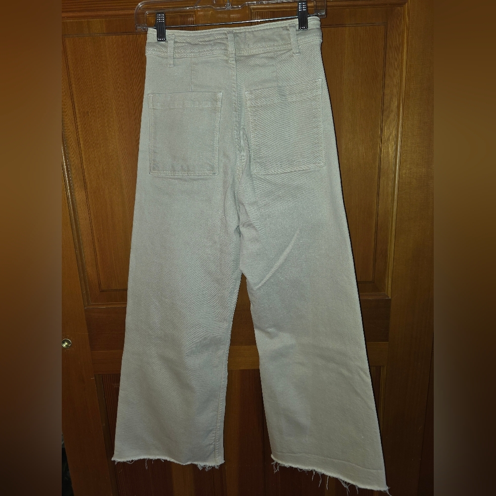 Zara Marine Wide-Leg Flare Jeans Cream Size 2 - Picture 4 of 11